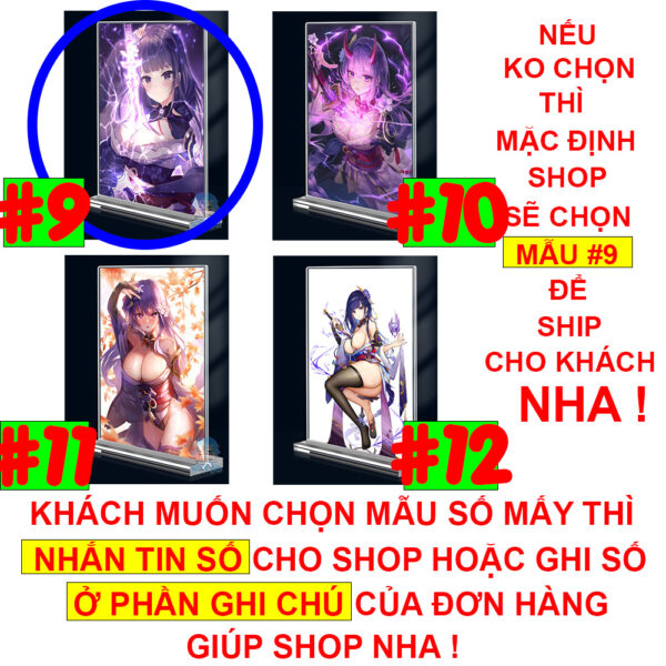 Khung ảnh Mica trong suốt Kích thước A4,A5 In hình Raiden Shogun Game Genshin Impact (1) đế lùa dày trong suốt