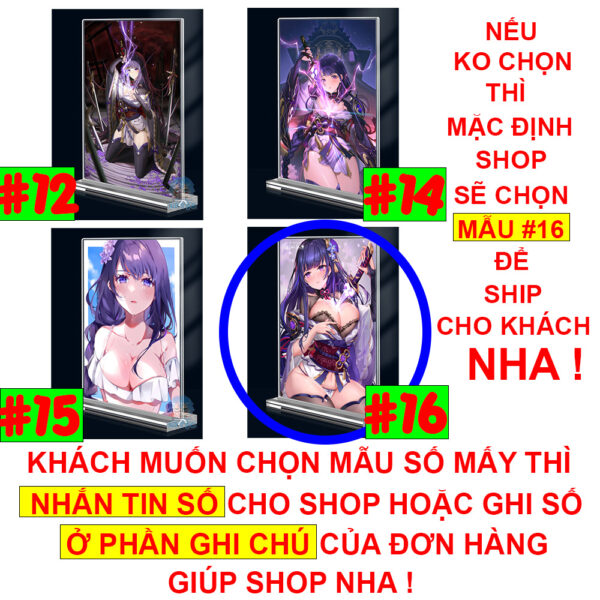 Khung ảnh Mica trong suốt Kích thước A4,A5 In hình Raiden Shogun Game Genshin Impact (1) đế lùa dày trong suốt