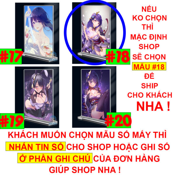 Khung ảnh Mica trong suốt Kích thước A4,A5 In hình Raiden Shogun Game Genshin Impact (1) đế lùa dày trong suốt