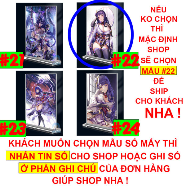 Khung ảnh Mica trong suốt Kích thước A4,A5 In hình Raiden Shogun Game Genshin Impact (1) đế lùa dày trong suốt