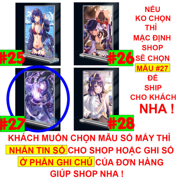 Khung ảnh Mica trong suốt Kích thước A4,A5 In hình Raiden Shogun Game Genshin Impact (1) đế lùa dày trong suốt