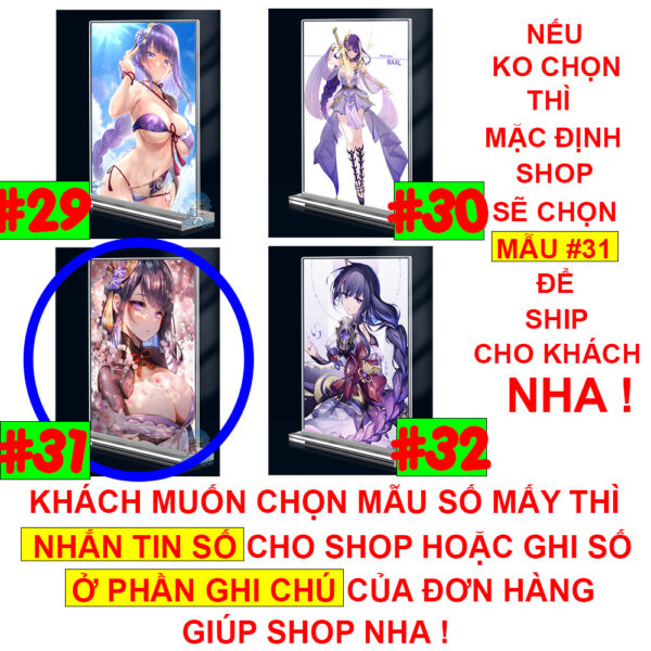 Khung ảnh Mica trong suốt Kích thước A4,A5 In hình Raiden Shogun Game Genshin Impact (1) đế lùa dày trong suốt