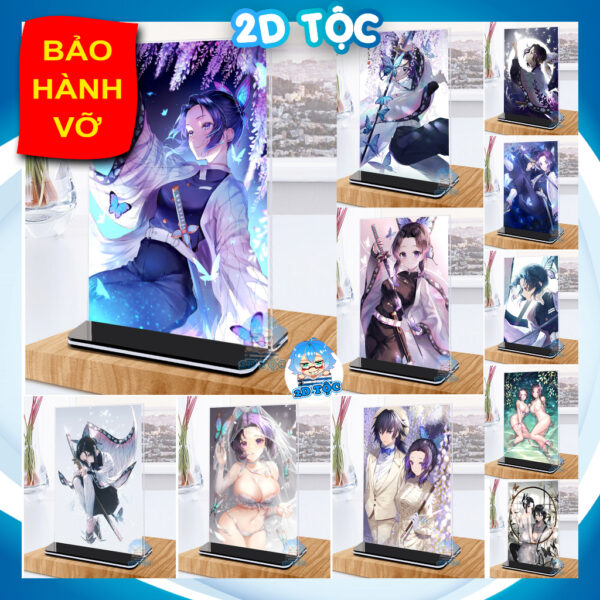 Khung ảnh Mica trong suốt Kích thước A4,A5 In hình Kochou Shinobu (1) Anime Manga Kimetsu No Yaiba đế lùa màu đen