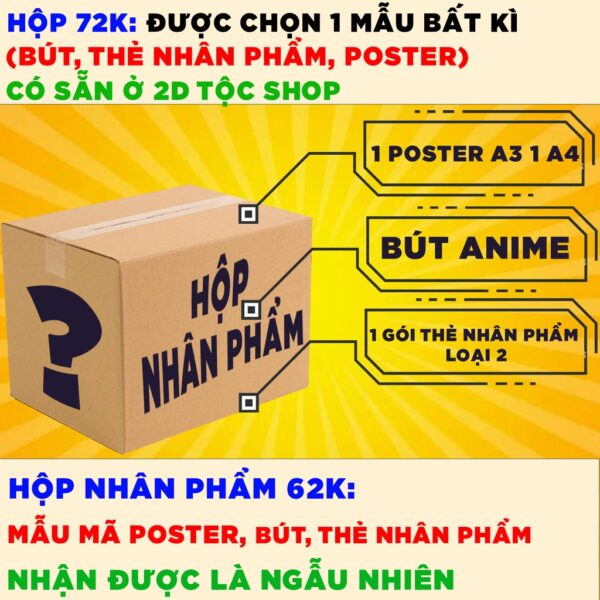 Hộp quà nhân phẩm Anime Nhận ngẫu nhiên Poster, Móc khóa, Standee, Bút Anime các bộ khác nhau - 2D Tộc Shop