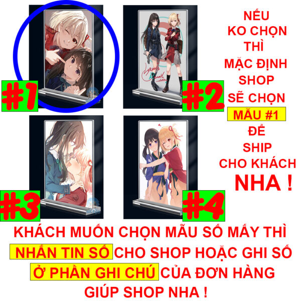 Khung ảnh Mica trong suốt Kích thước A4,A5 In hình Anime Manga Light Novel Lycoris Recoil (1) đế lùa dày trong suốt