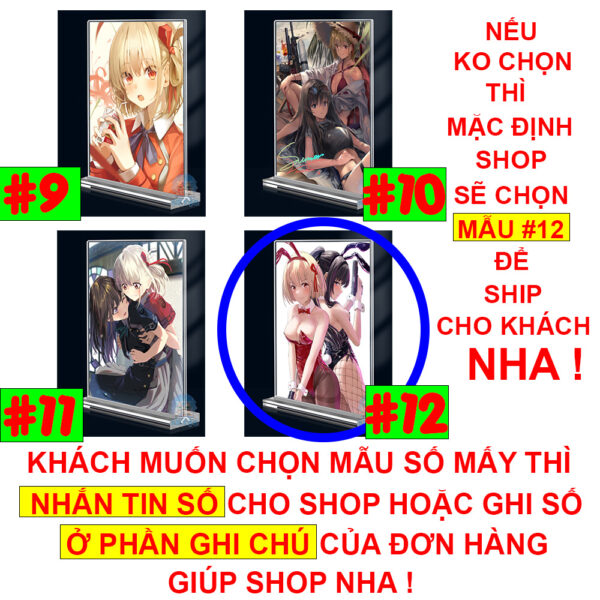 Khung ảnh Mica trong suốt Kích thước A4,A5 In hình Anime Manga Light Novel Lycoris Recoil (1) đế lùa dày trong suốt