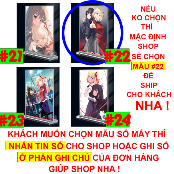 Khung ảnh Mica trong suốt Kích thước A4,A5 In hình Anime Manga Light Novel Lycoris Recoil (1) đế lùa dày trong suốt