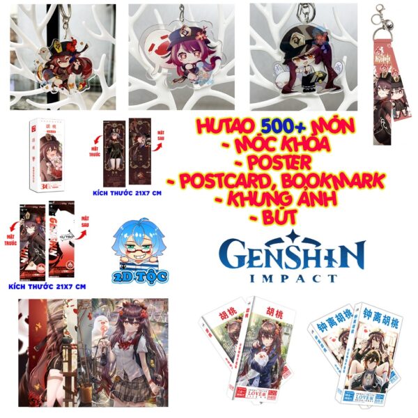 Tổng hợp Poster Postcard Móc khóa Standee Khung ảnh Bút Hutao Game Genshin Impact - 2D Tộc Shop