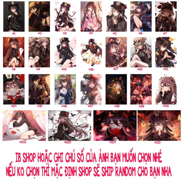 Tổng hợp Poster Postcard Móc khóa Standee Khung ảnh Bút Hutao Game Genshin Impact - 2D Tộc Shop