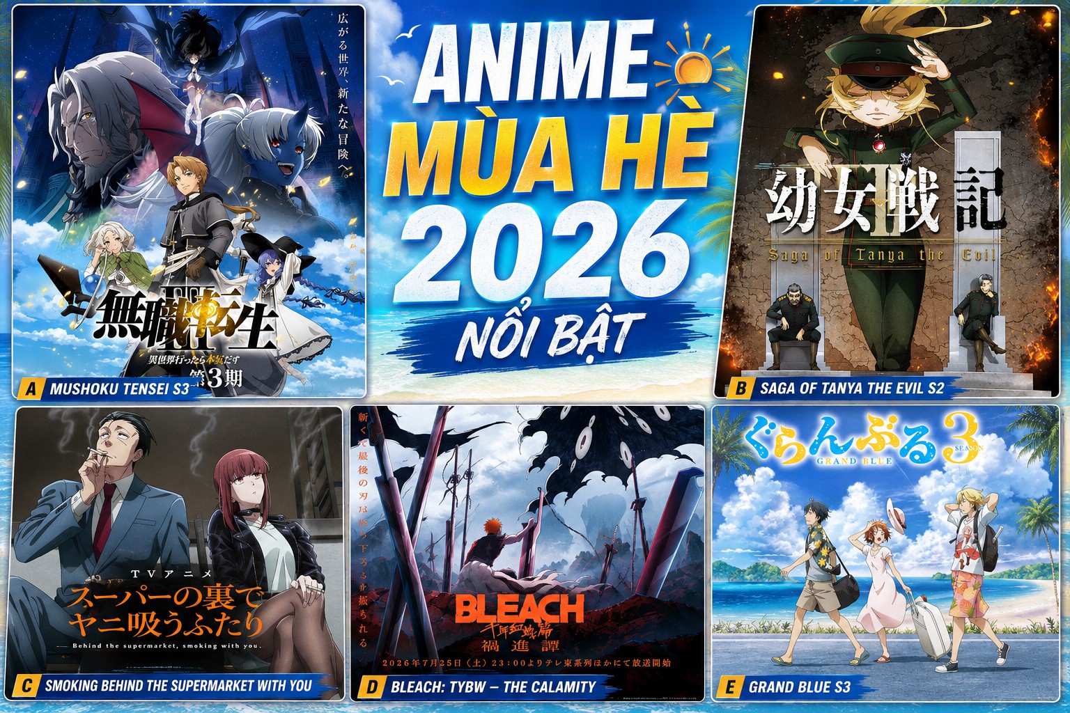 Những anime mùa hè 2026 nổi bật theo lịch giờ Việt Nam