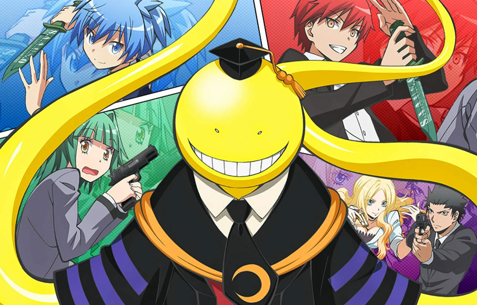 Các học sinh lớp 3E học tập cùng Koro Sensei