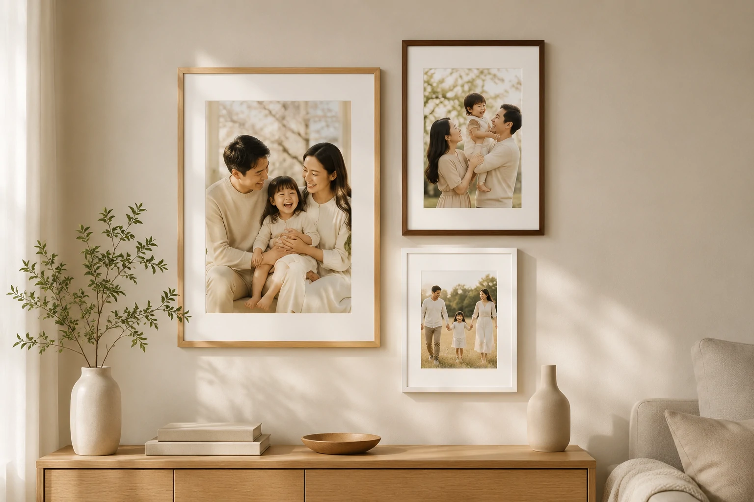 Khung ảnh theo yêu cầu – bộ ba khung ảnh tối giản cho căn phòng nhỏ