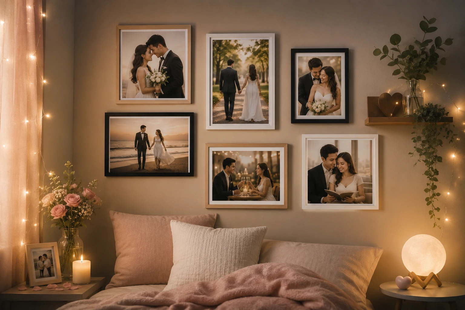 Khung ảnh theo yêu cầu – bộ khung ảnh cưới và kỷ niệm đôi treo tường