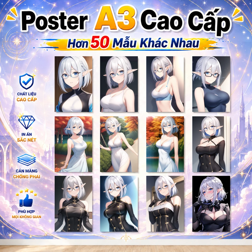 Poster A3 Alpha Beta Delta Zeta Anime Manga LightNovel Chúa Tể Bóng tối Bền Đẹp Có Cán Màng Bóng Bề Mặt