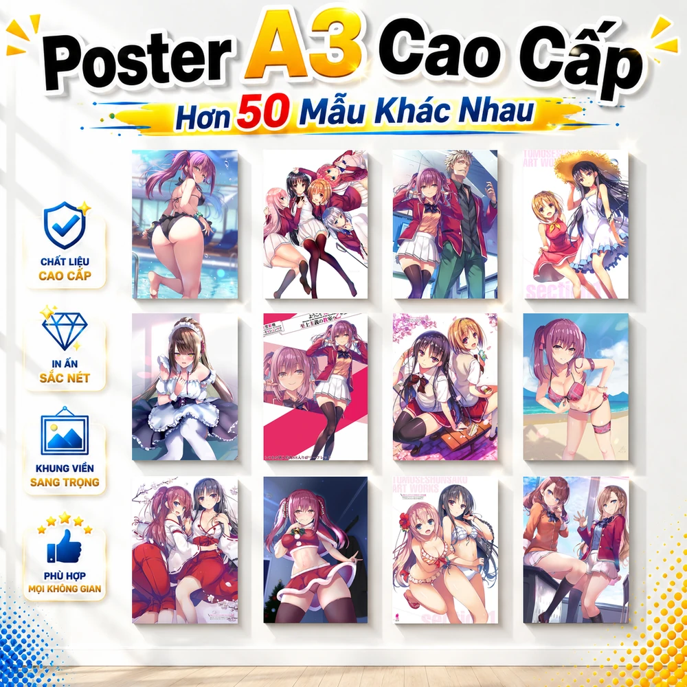 Poster A3 Amasawa Ichika Và Nhiều Nhân Vật Anime Manga LightNovel COTE Lớp Học Đề Cao Thực Lực Bền Đẹp Có Cán Màng Bóng Bề Mặt