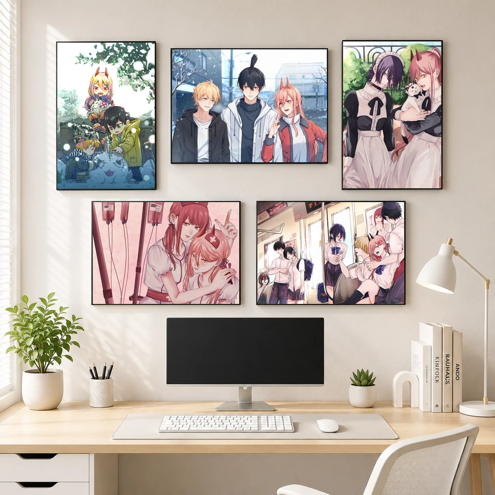 Poster A3 Ảnh Tổng Hợp CSM Anime Mang Chainsaw Man Bền Đẹp Có Cán Màng Bóng Bề Mặt