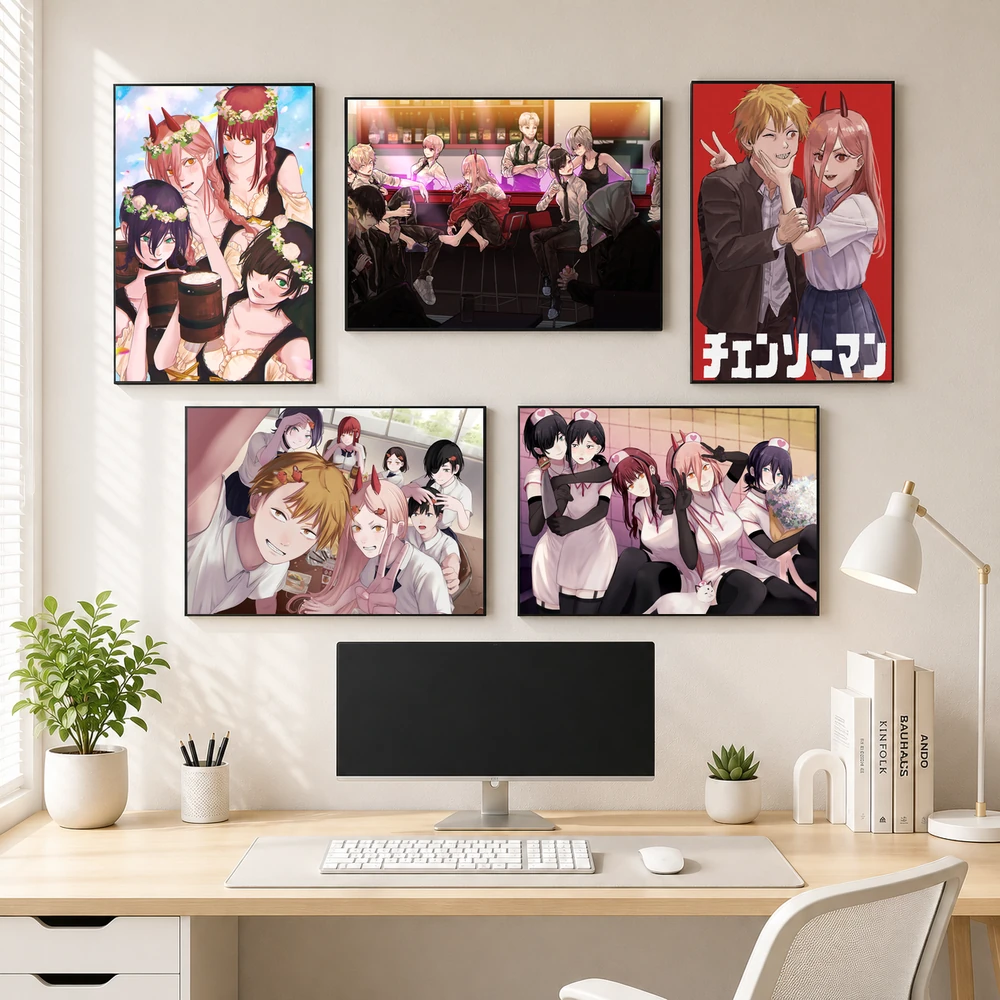 Poster A3 Ảnh Tổng Hợp CSM Anime Mang Chainsaw Man Bền Đẹp Có Cán Màng Bóng Bề Mặt