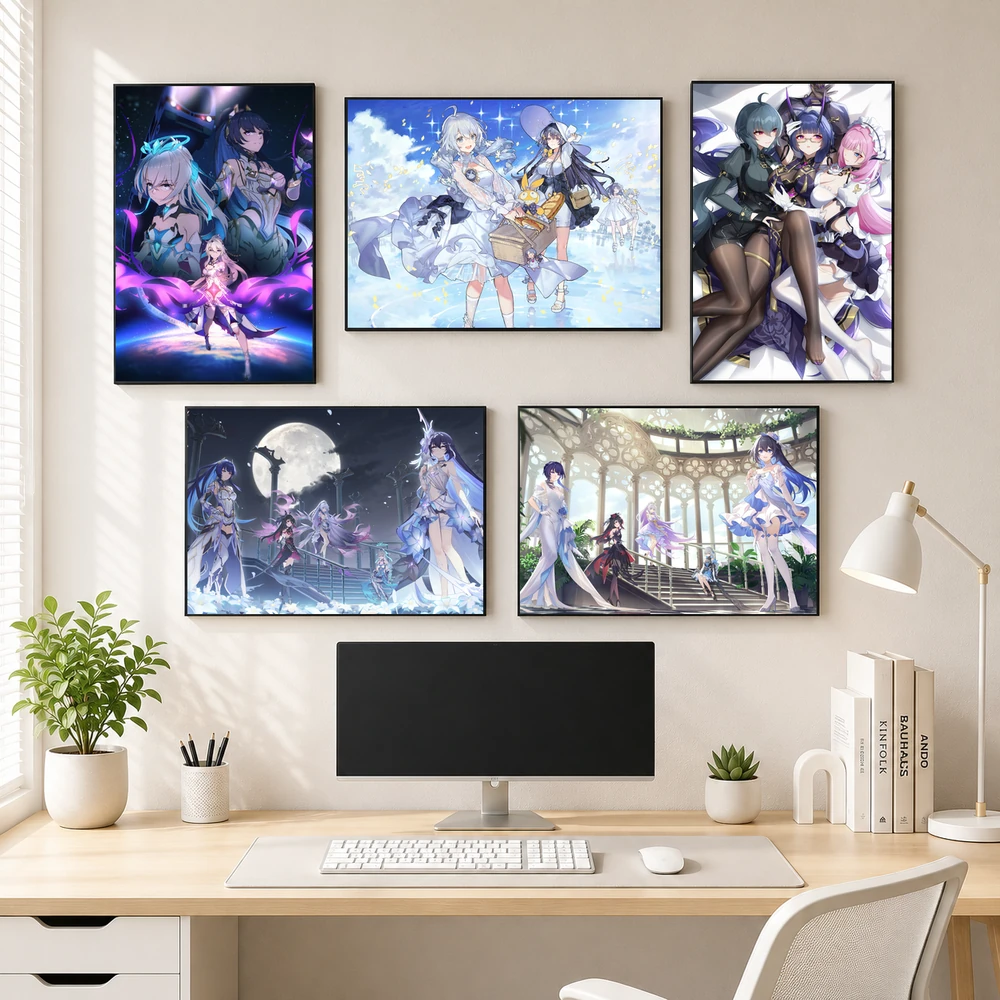 Poster A3 Anh Tông Hợp HI3 Game Honkai Impact 3rd Bền Đẹp Có Cán Màng Bóng Bề Mặt