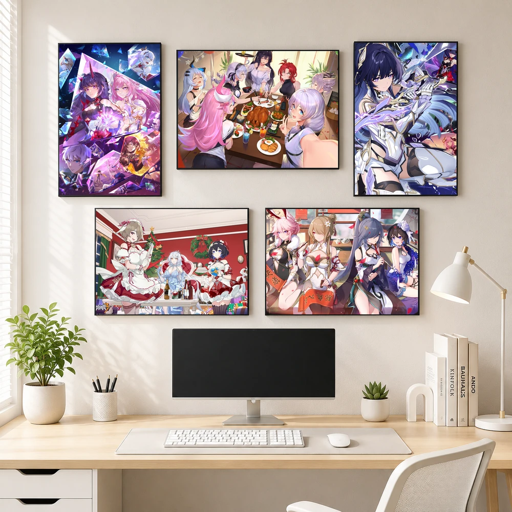 Poster A3 Anh Tông Hợp HI3 Game Honkai Impact 3rd Bền Đẹp Có Cán Màng Bóng Bề Mặt