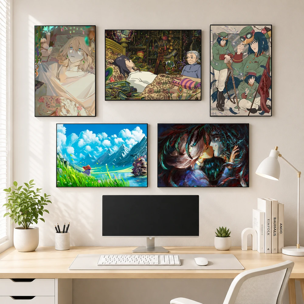Poster A3 Ảnh Tổng Hợp Howl Anime Lâu đài di động của Howl - Howl's Moving Bền Đẹp Có Cán Màng Bóng Bề Mặt