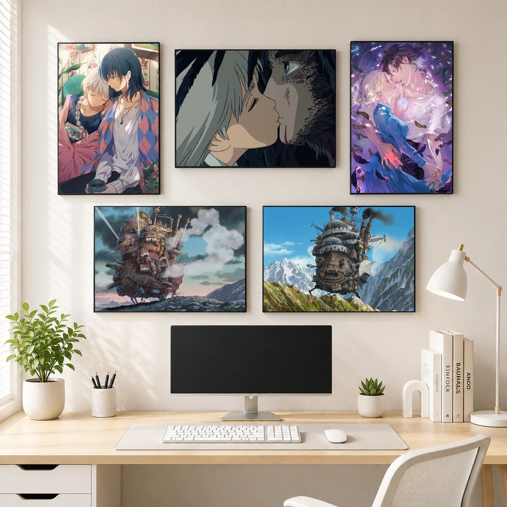 Poster A3 Ảnh Tổng Hợp Howl Anime Lâu đài di động của Howl - Howl's Moving Bền Đẹp Có Cán Màng Bóng Bề Mặt
