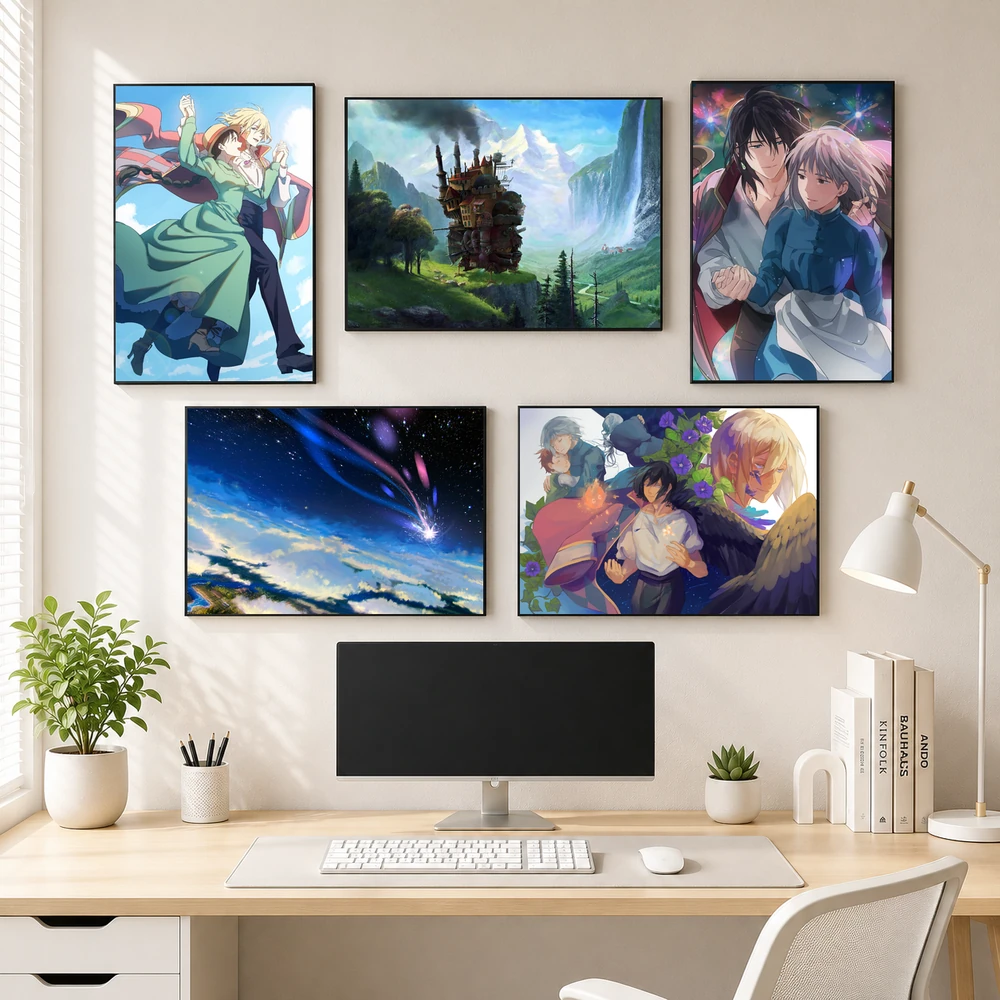 Poster A3 Ảnh Tổng Hợp Howl Anime Lâu đài di động của Howl - Howl's Moving Bền Đẹp Có Cán Màng Bóng Bề Mặt