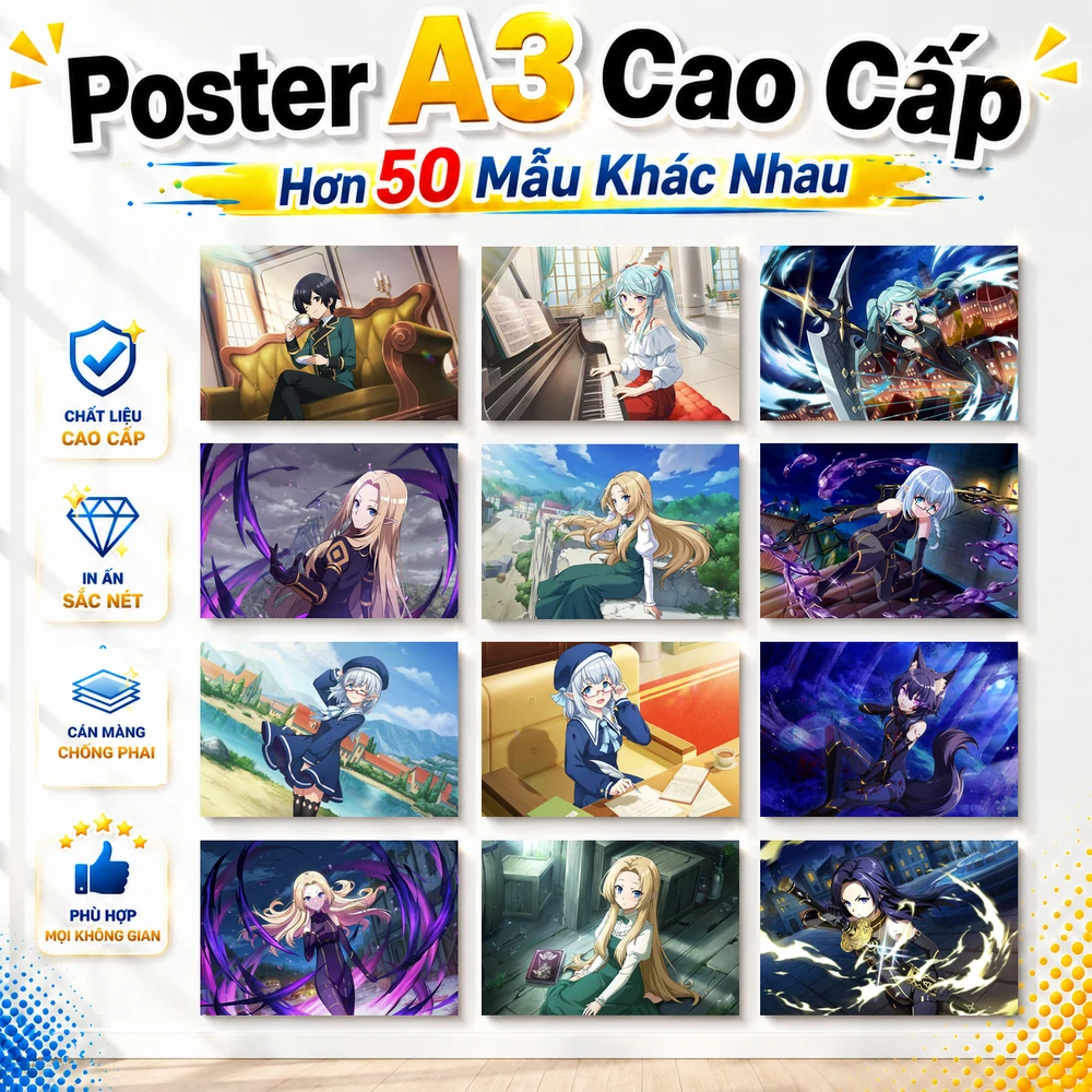 Poster A3 Ảnh Tổng Hợp Nhiều Nhân Vật CTBT P.2 Anime Manga LightNovel Chúa Tể Bóng tối Bền Đẹp Có Cán Màng Bóng Bề Mặt