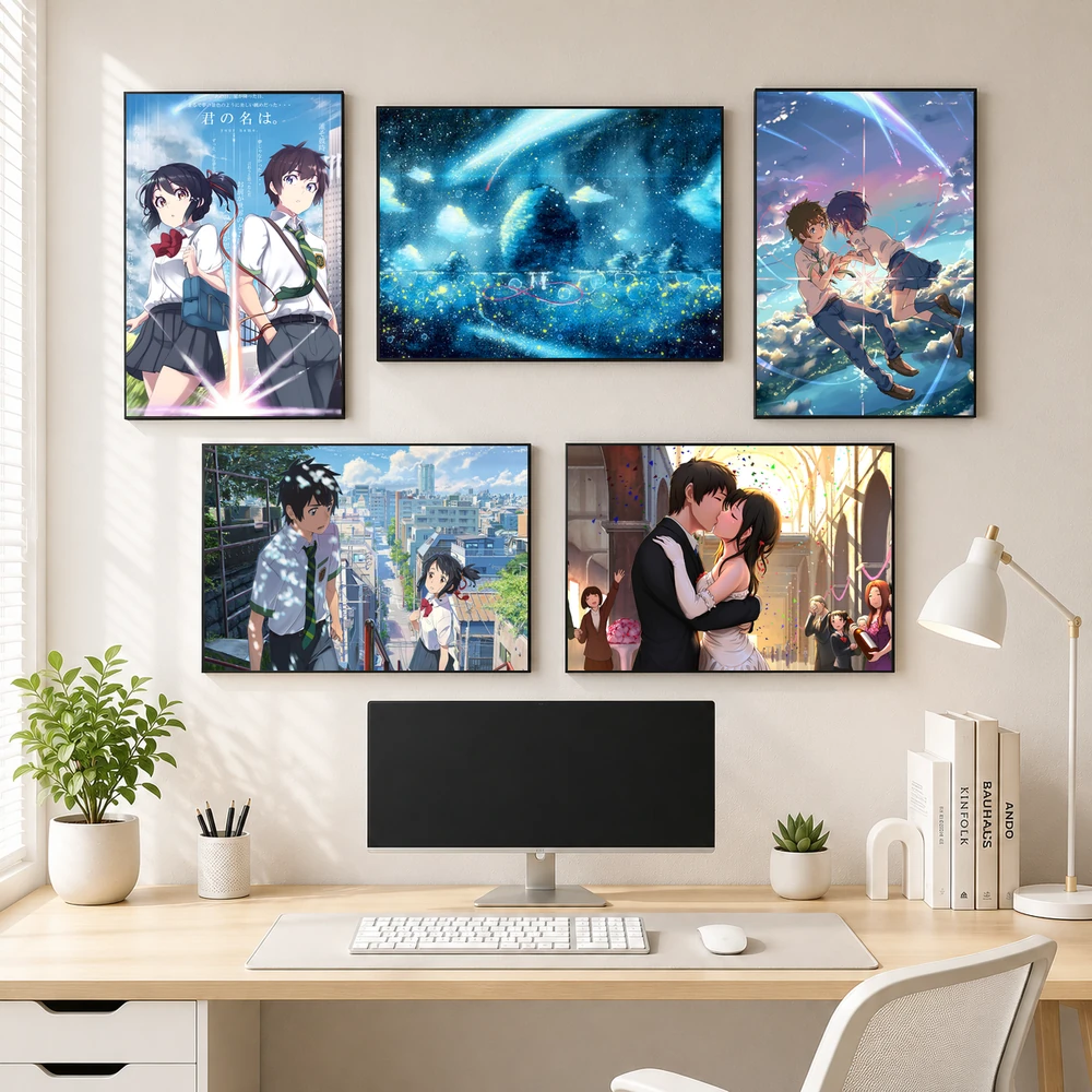 Poster A3 Ảnh Tổng Hợp YN Anime Manga Kimi no Na wa Your Name Bền Đẹp Có Cán Màng Bóng Bề Mặt