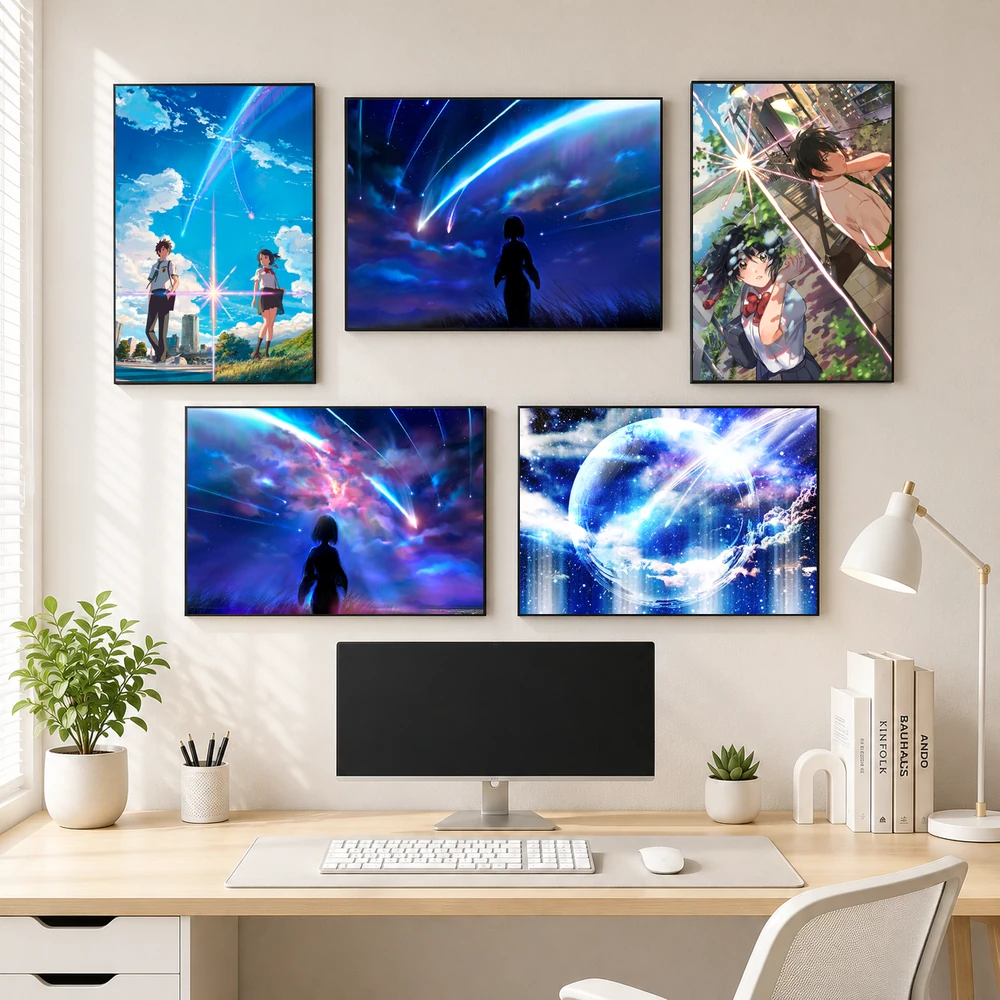 Poster A3 Ảnh Tổng Hợp YN Anime Manga Kimi no Na wa Your Name Bền Đẹp Có Cán Màng Bóng Bề Mặt
