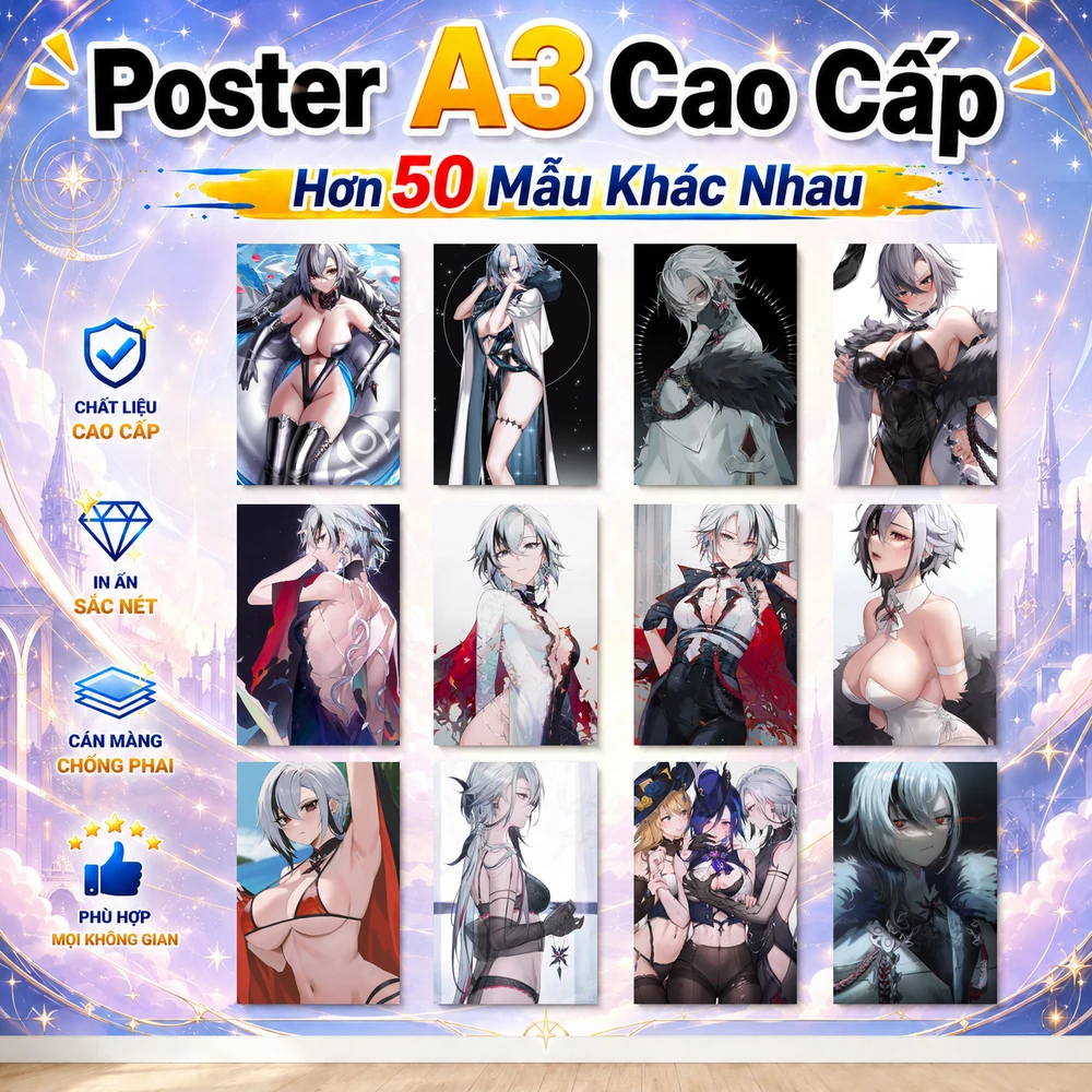 Poster A3 Arlecchino Game Genshin Impact Bền Đẹp Có Cán Màng Bóng Bề Mặt