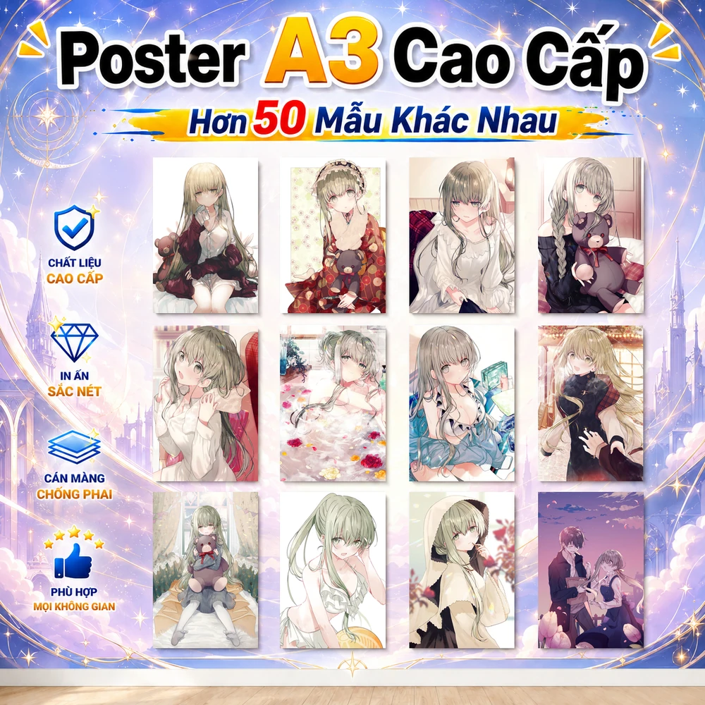 Poster A3 Cecilia và Lawrence Anime Manga Shiro Seijo to Kuro Bokushi Bền Đẹp Có Cán Màng Bóng Bề Mặt