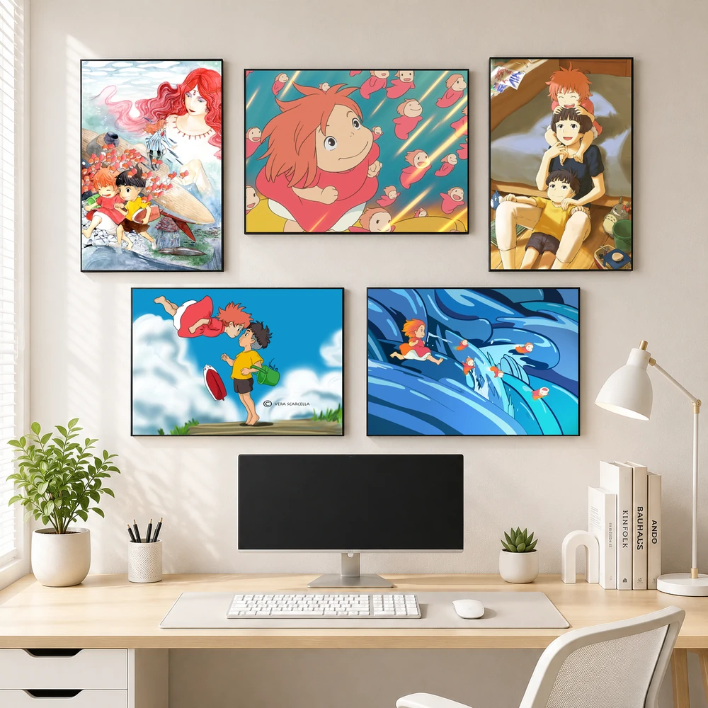 Poster A3 Cô bé người cá Anime Gake No Ue No Ponyo Bền Đẹp Có Cán Màng Bóng Bề Mặt