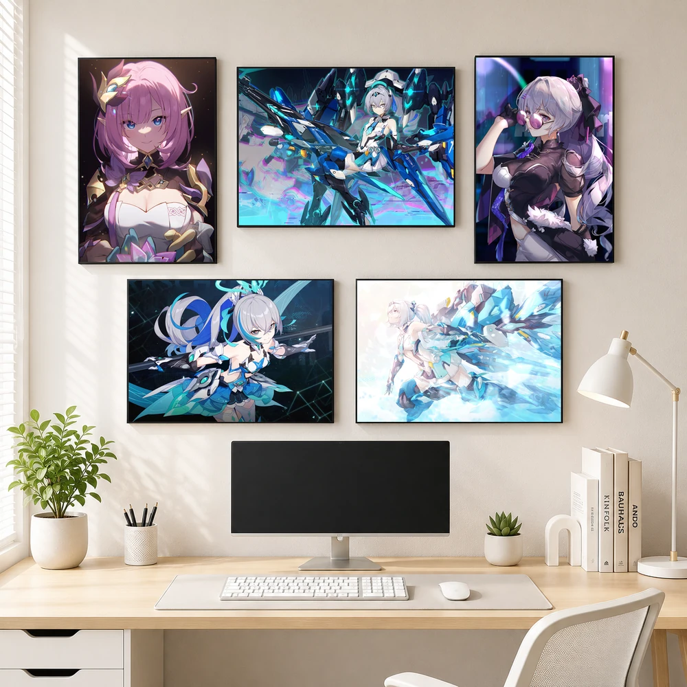 Poster A3 Elysia & Bronya Zaychik Game Honkai Impact 3rd Bền Đẹp Có Cán Màng Bóng Bề Mặt