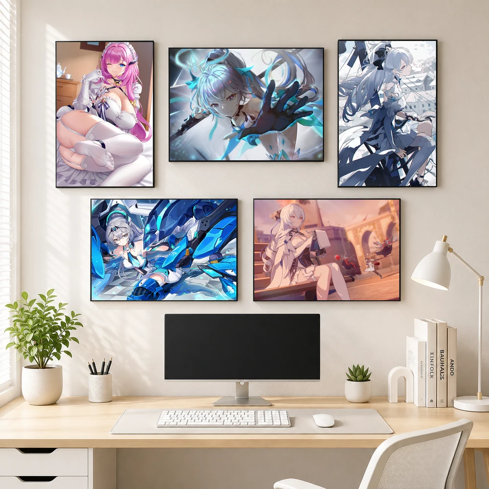 Poster A3 Elysia & Bronya Zaychik Game Honkai Impact 3rd Bền Đẹp Có Cán Màng Bóng Bề Mặt