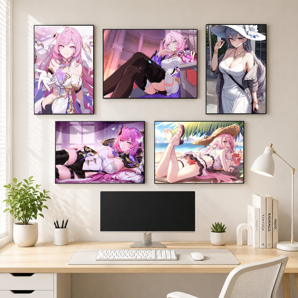 Poster A3 Elysia & Bronya Zaychik Game Honkai Impact 3rd Bền Đẹp Có Cán Màng Bóng Bề Mặt