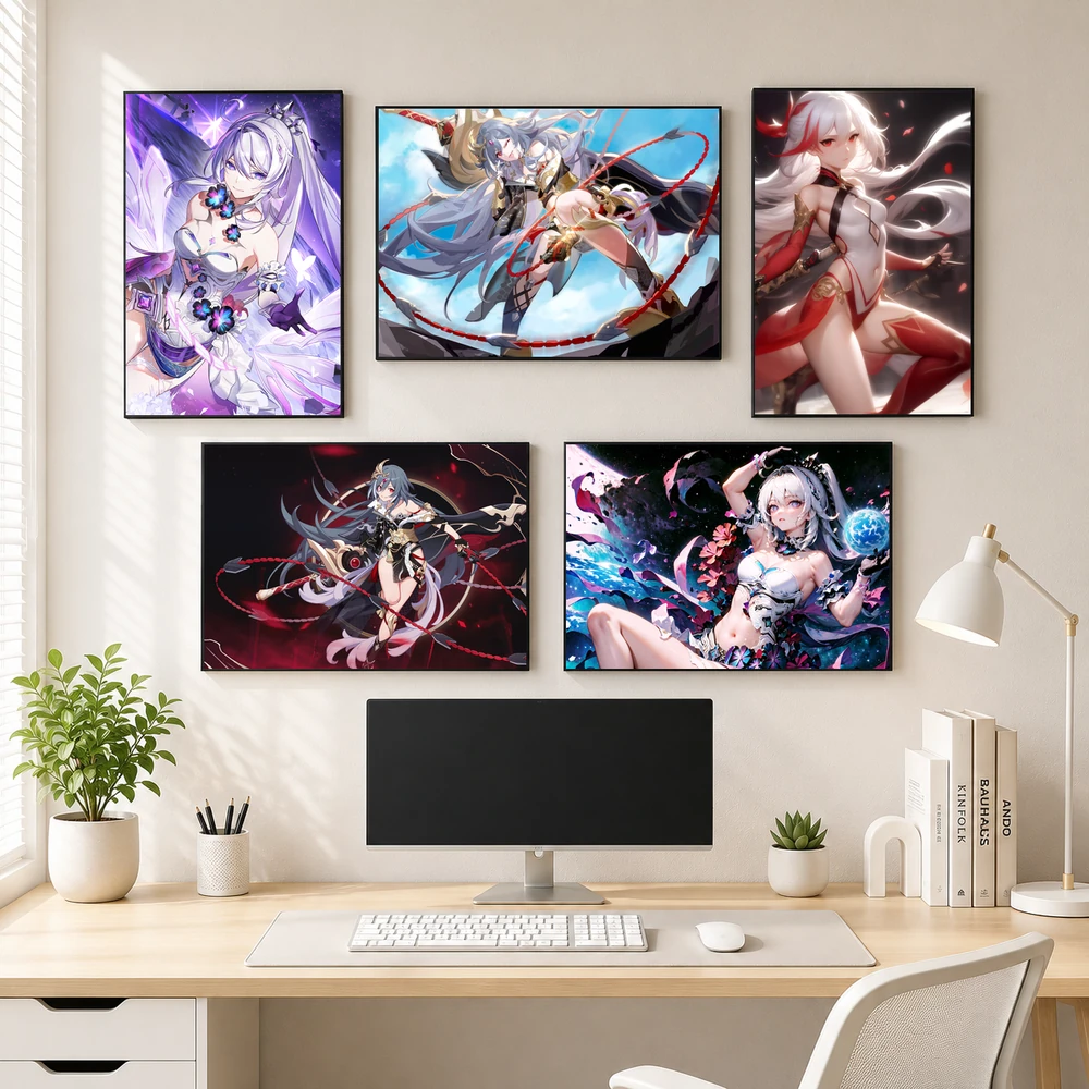 Poster A3 Fu Hua & Kiana Kaslana Game Honkai Impact 3rd Bền Đẹp Có Cán Màng Bóng Bề Mặt