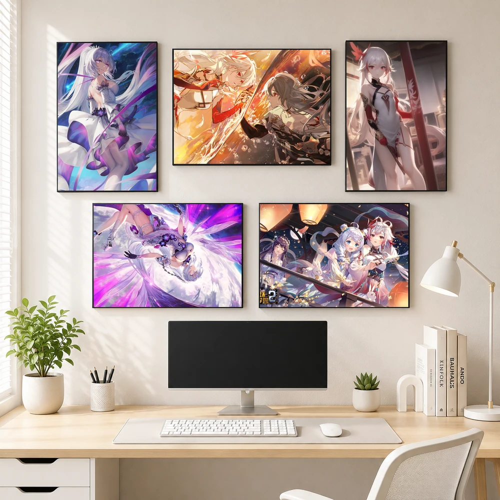Poster A3 Fu Hua & Kiana Kaslana Game Honkai Impact 3rd Bền Đẹp Có Cán Màng Bóng Bề Mặt