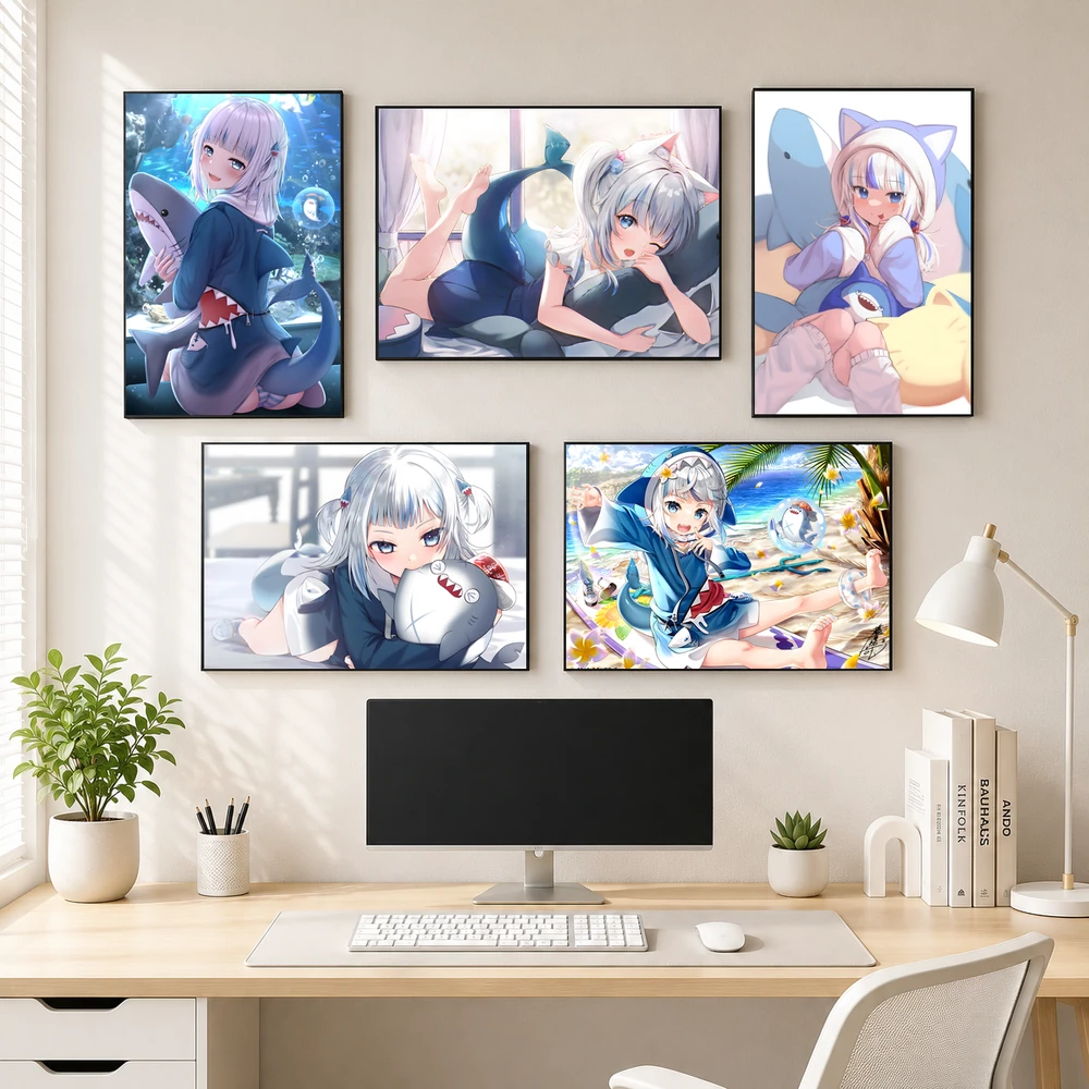 Poster A3 Gawr Gura Nhân Vật Hololive Thần tượng Bền Đẹp Có Cán Màng Bóng Bề Mặt