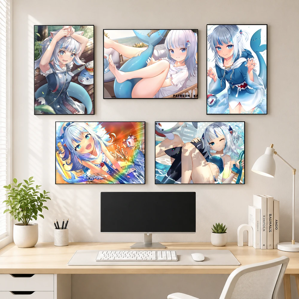 Poster A3 Gawr Gura Nhân Vật Hololive Thần tượng Bền Đẹp Có Cán Màng Bóng Bề Mặt
