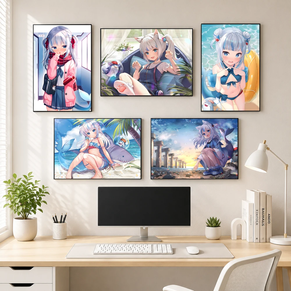 Poster A3 Gawr Gura Nhân Vật Hololive Thần tượng Bền Đẹp Có Cán Màng Bóng Bề Mặt
