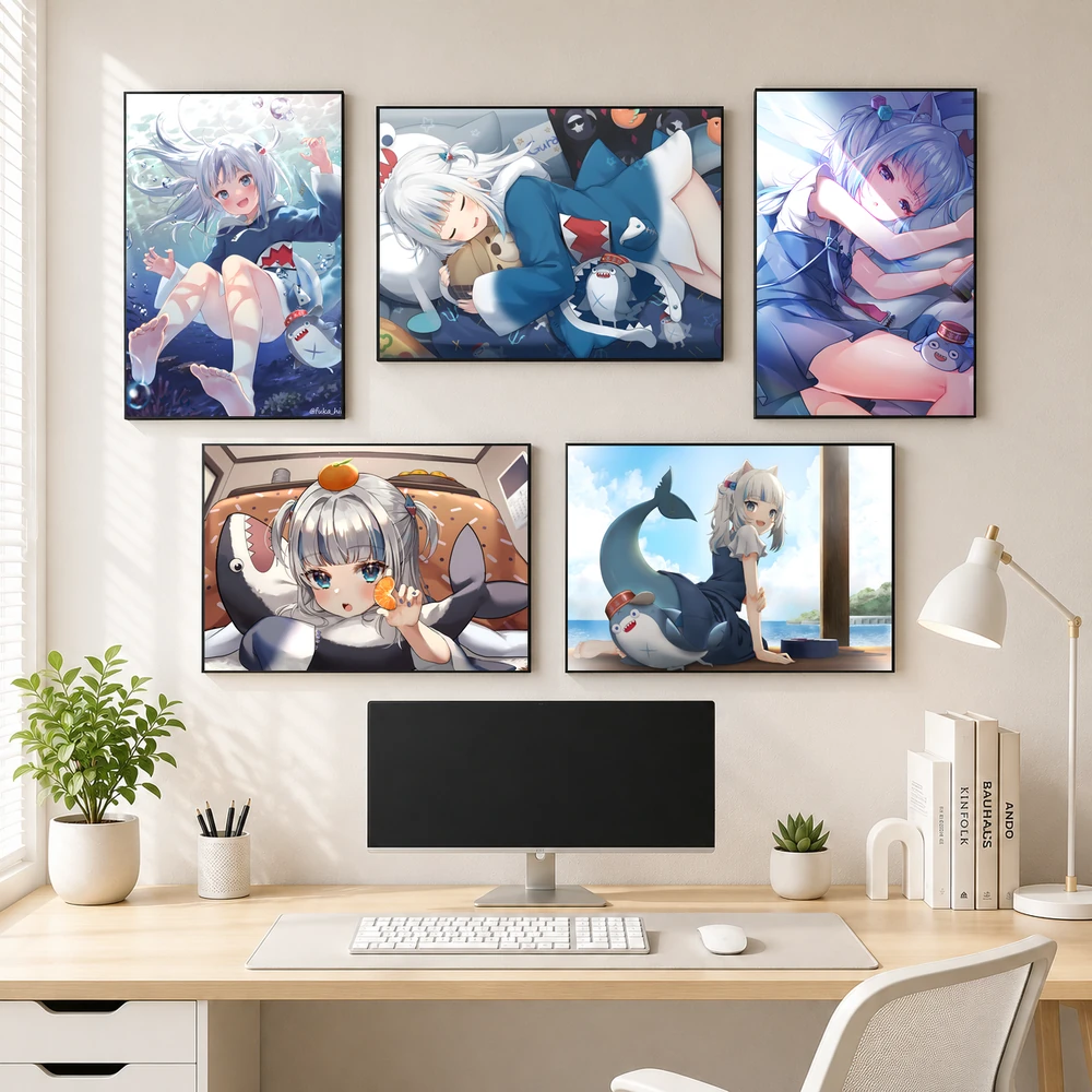 Poster A3 Gawr Gura Nhân Vật Hololive Thần tượng Bền Đẹp Có Cán Màng Bóng Bề Mặt