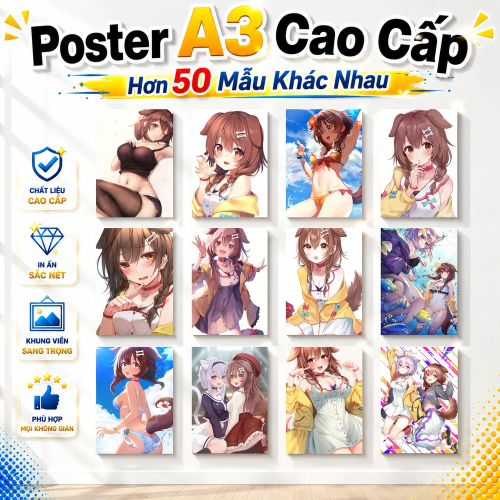 Poster A3 Inugami Korone Nhân Vật IDOL Hololive Bền Đẹp Có Cán Màng Bóng Bề Mặt