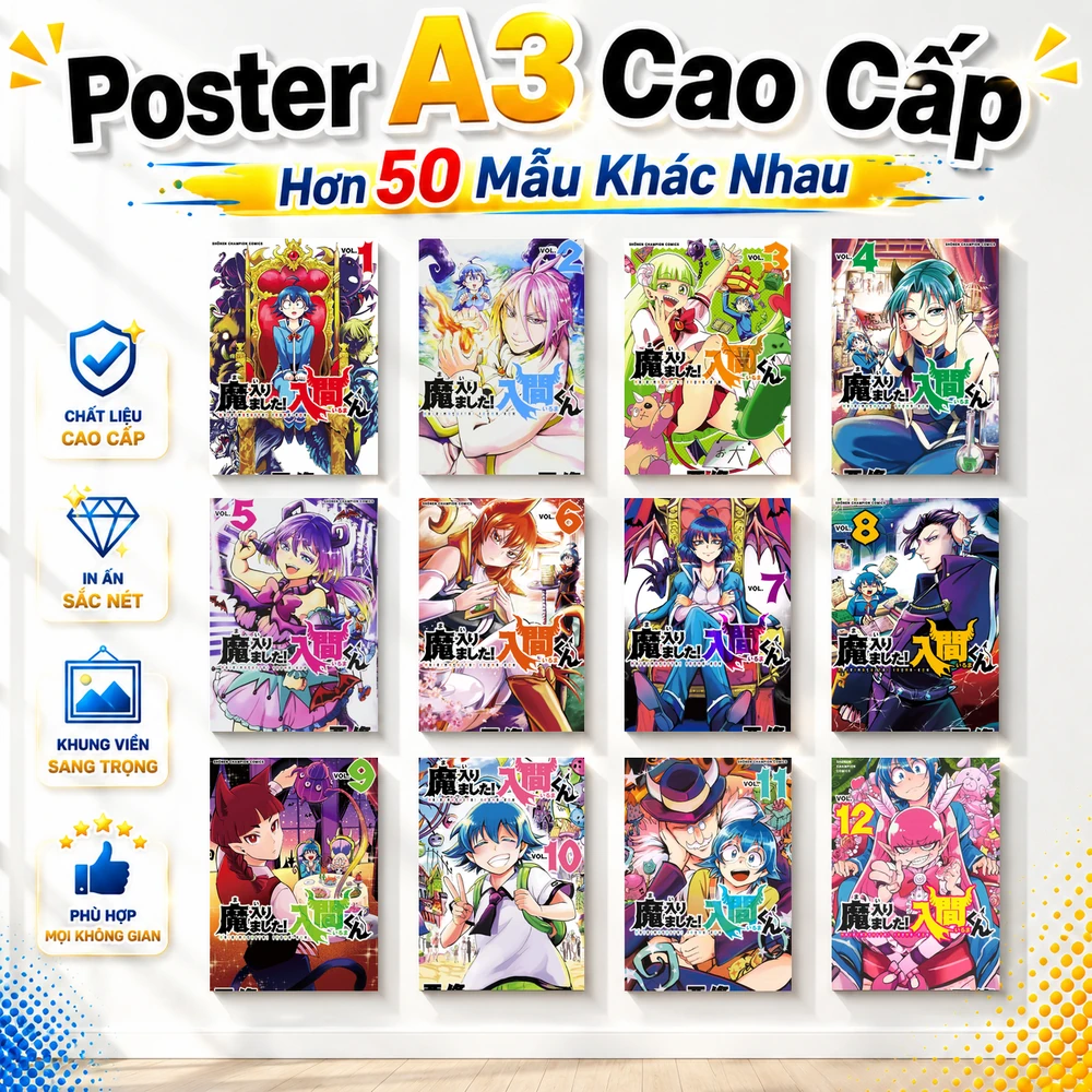 Poster A3 Iruma Anime Manga Iruma Giá Đáo Mairimashita! Iruma-kun Bền Đẹp Có Cán Màng Bóng Bề Mặt