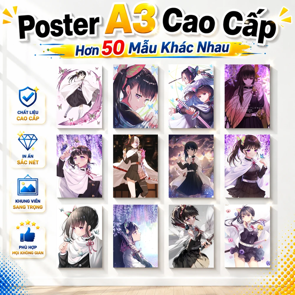 Poster A3 Kanao Tsuyuri Anime Manga Kimetsu No Yaiba Bền Đẹp Có Cán Màng Bóng Bề Mặt