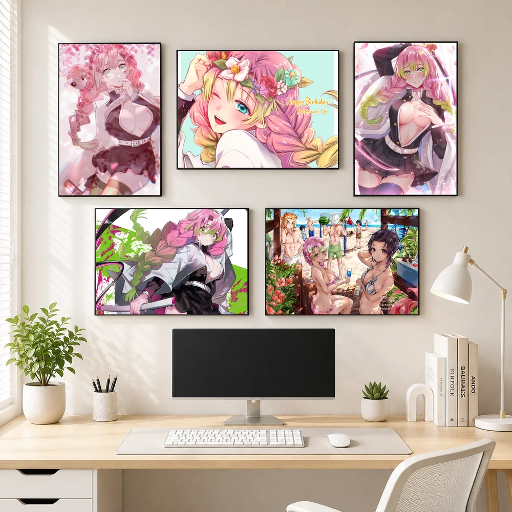 Poster A3 Kanroji Mitsuri Anime Manga Kimetsu No Yaiba Bền Đẹp Có Cán Màng Bóng Bề Mặt