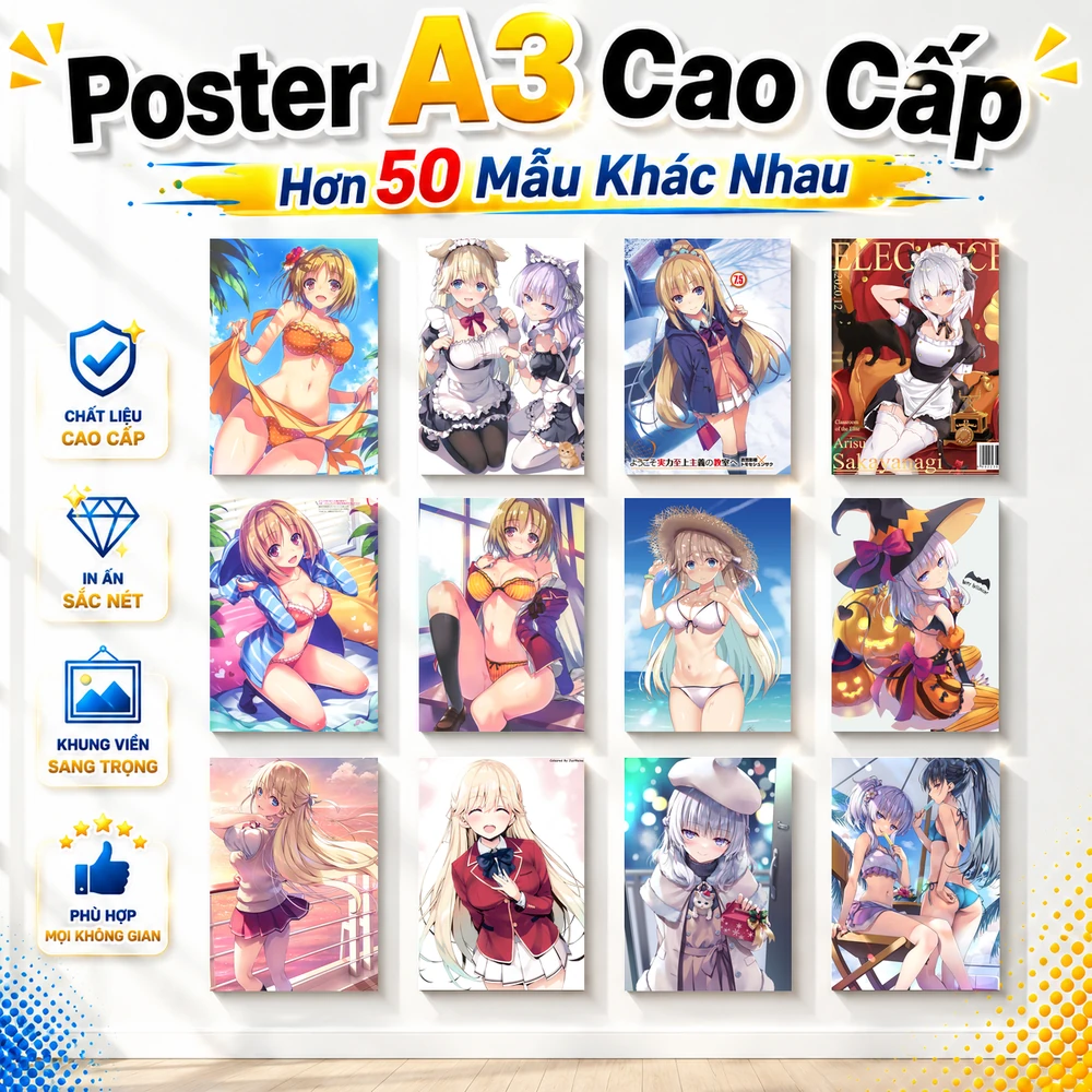 Poster A3 Karuizawa Kei và Sakayanagi Arisu Anime Manga LightNovel COTE Lớp Học Đề Cao Thực Lực Bền Đẹp Có Cán Màng Bóng Bề Mặt