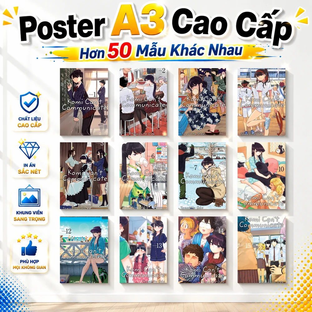 Poster A3 Komi Anime Manga Nữ thần Sợ Giao TIếp Bền Đẹp Có Cán Màng Bóng Bề Mặt