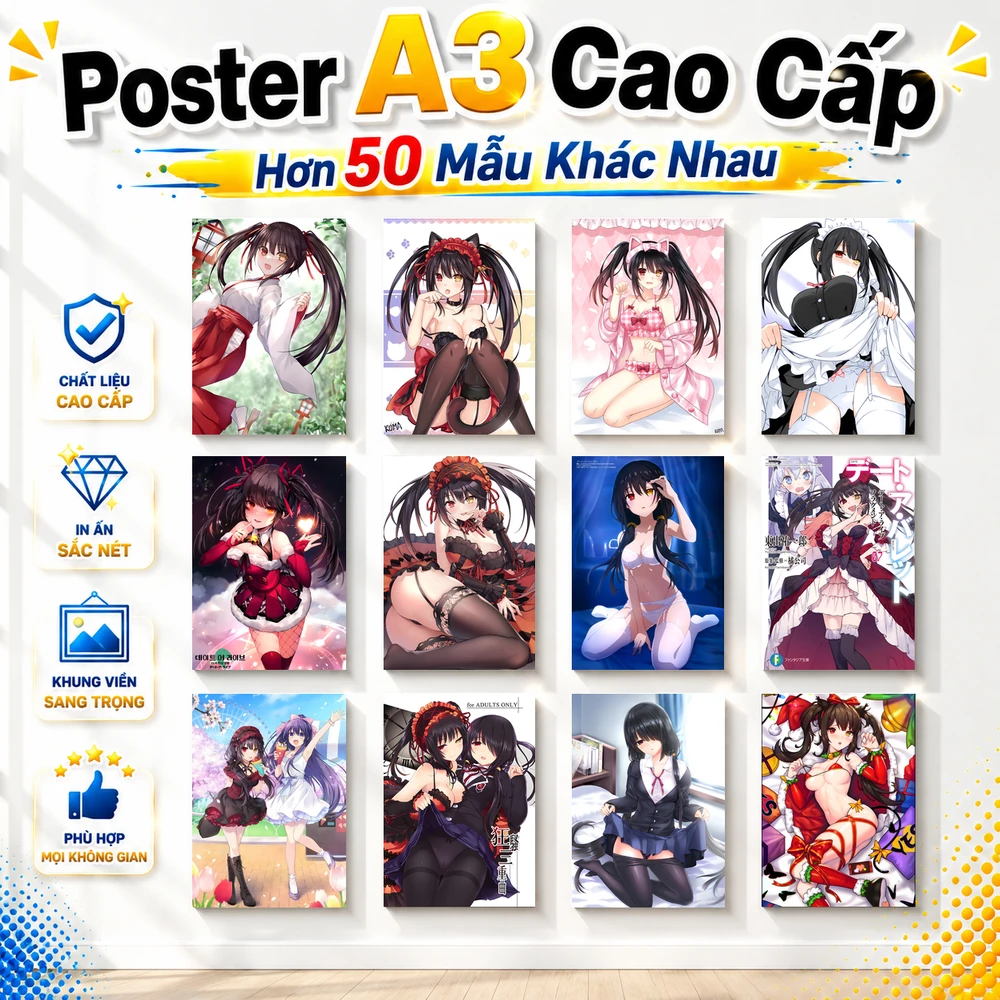 Poster A3 Kurumi Anime Lightnovel Date A Live Bền Đẹp Có Cán Màng Bóng Bề Mặt