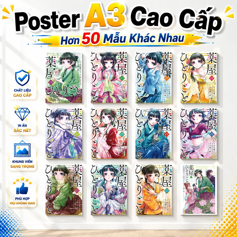 Poster A3 Kusuriya Anime Manga Light Novel Dược Sư Tự Sự Bền Đẹp Có Cán Màng Bóng Bề Mặt