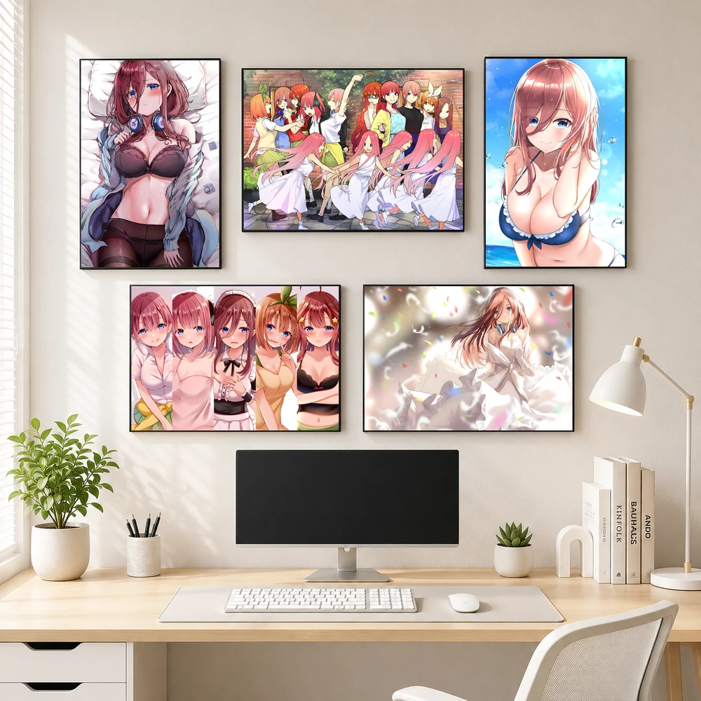 Poster A3 Nakano Miku Anime Manga Gotoubun Nhà Có 5 Nàng Dâu Bền Đẹp Có Cán Màng Bóng Bề Mặt